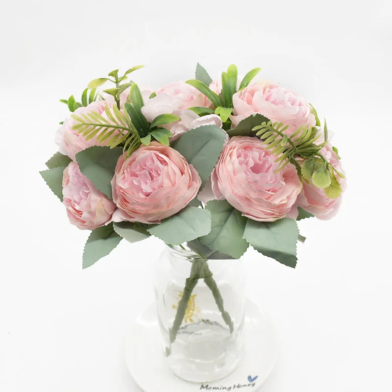 1Bouquet Artificial Peony Artificial Flower Wedding Decoration Silk Flower Christmas Decoration for Home Rose Bouquet Decoration