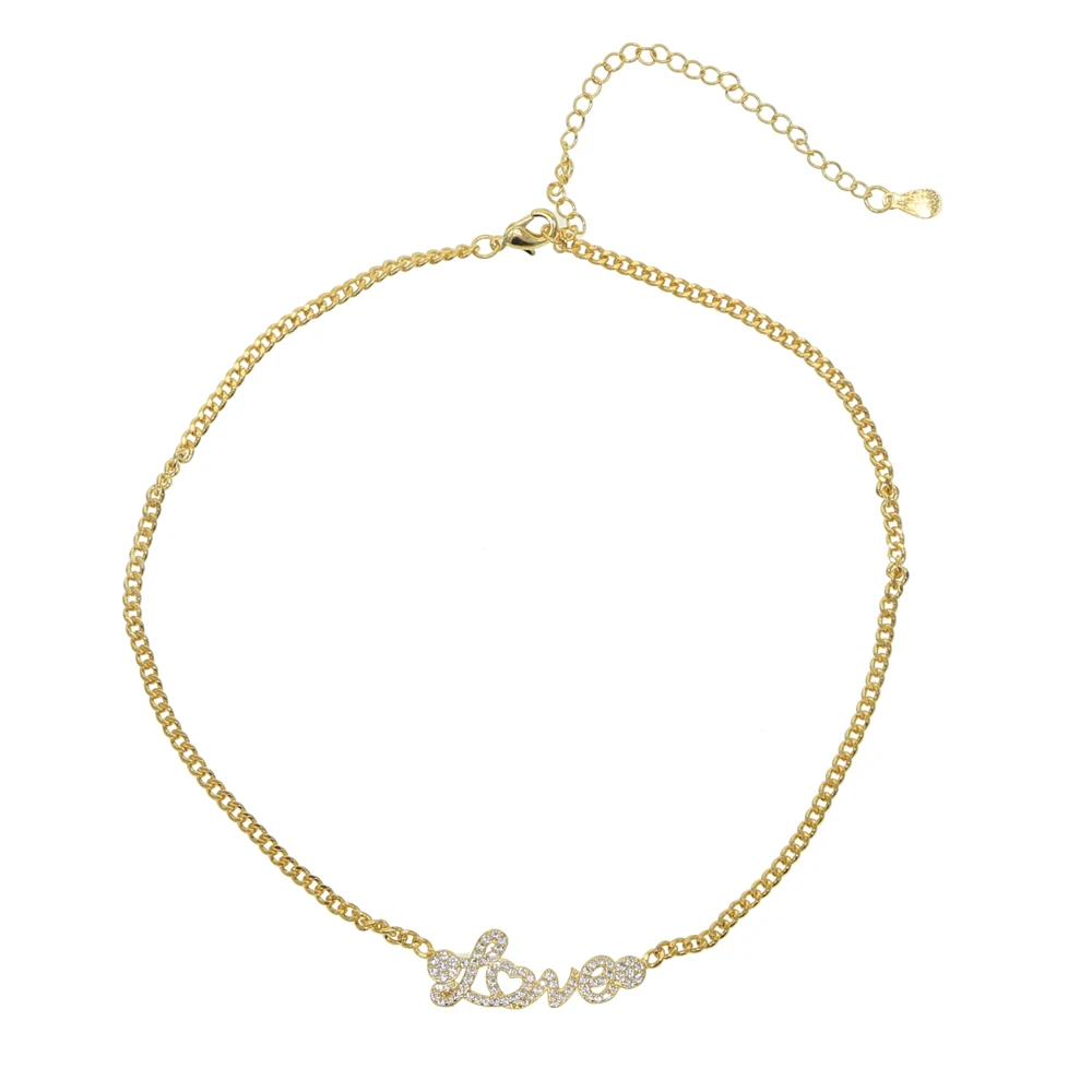 2025 جديد عصري مجوهرات نسائية هدايا رسالة الحب القلب زركونيا تشيكوسلوفاكيا ميامي سلسلة المختنق الفاخرة الزفاف السيدات سلسلة القلائد #5