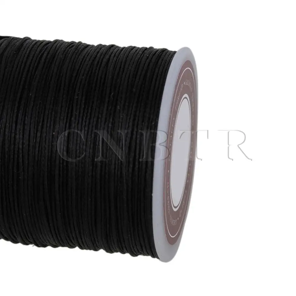 CNBTR 20 Pieces Black 0.5mm Waxed Polyester Round Braided Leather Sewing Thread Cord