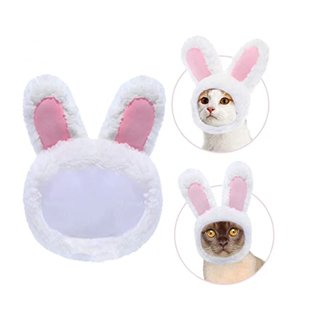 Funny Easter Cat Costume Easter Pet Cap Bunny Warm Rabbit Hat with Ears for Cats and Small Dogs Pets Costume Cosplay Accessories