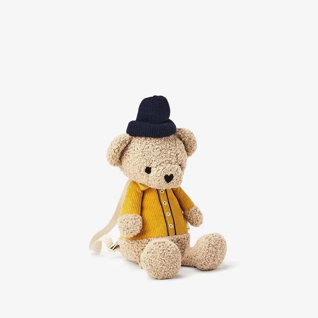 2023 New Backpack Curly Hat Bear Bag Cartoon Cute Plush Shoulder Children Lovely Bag Fashion Casual Backpacks Boys Girls Bag