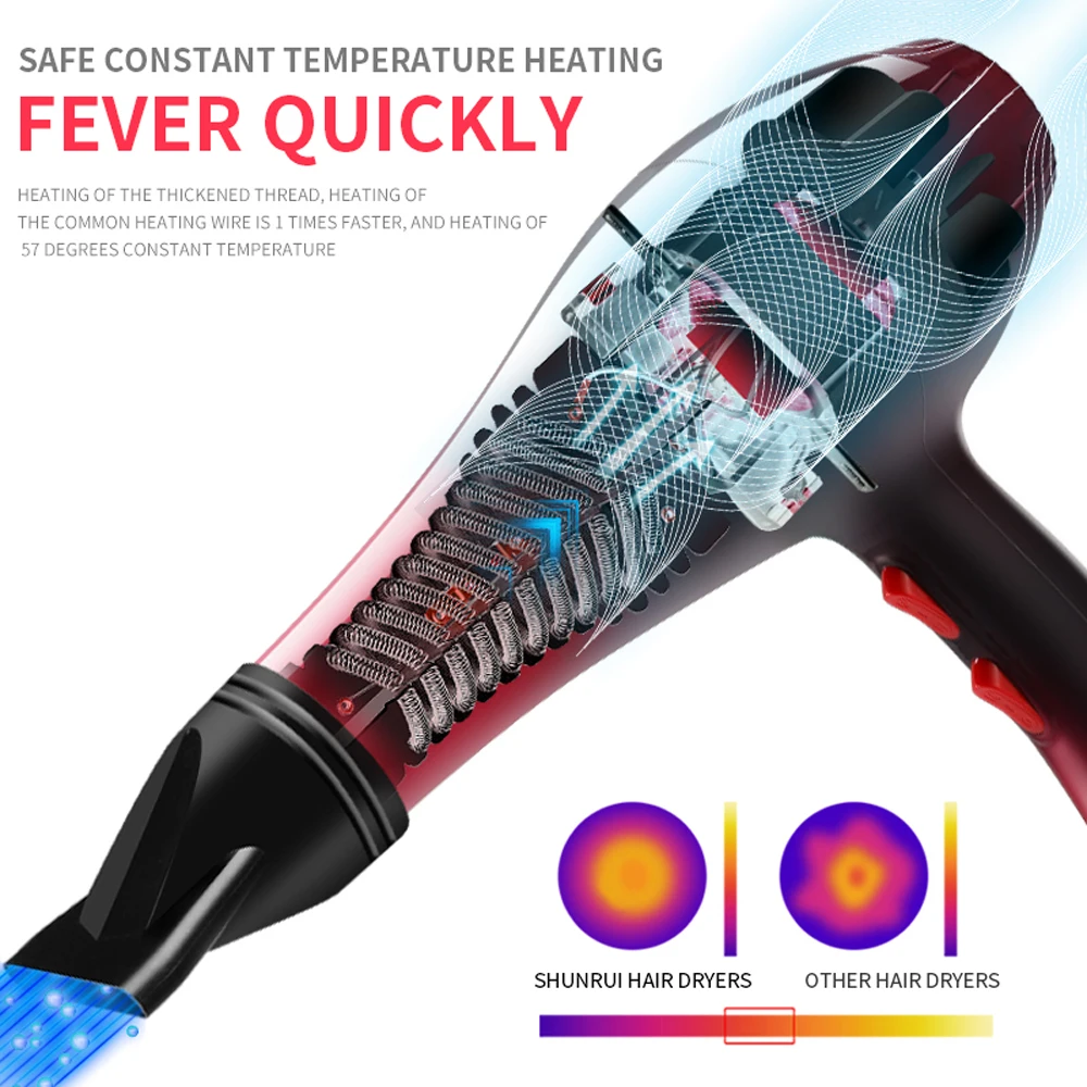 210-240V Professional Hair Dryer Strong Power Barber Salon Styling Tools Hot Cold Air Blow Dryer 5 Speed Adjustment  Hair  Dryer