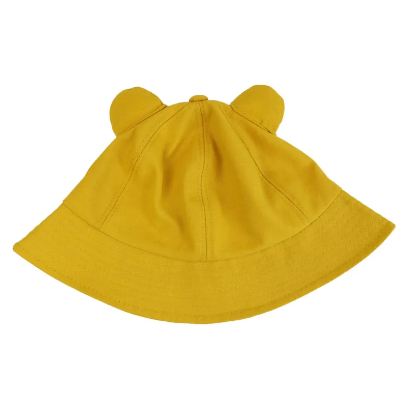 FOXMOTHER New Cute Fashion Yellow Pink Solid Color Cat Ears Bucket Hat Women Korean