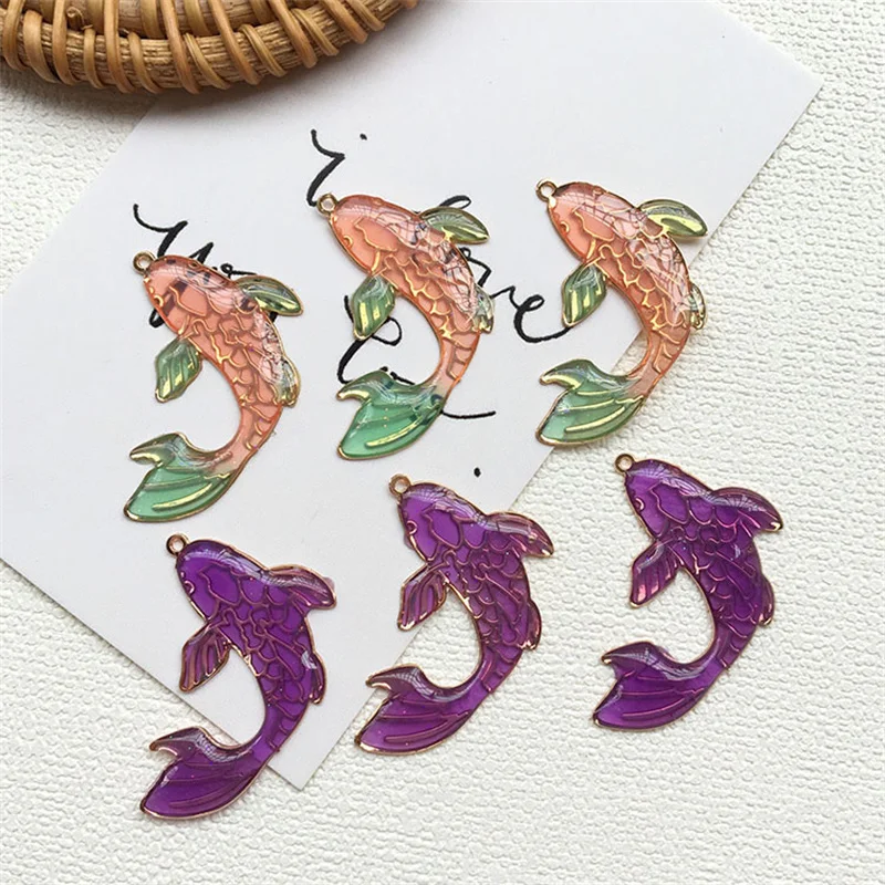 

Newest 40pcs 17*27mm Oil Drop Alloy Jewelry Charms Kawaii Goldfish Shape DIY Bracelet Necklace Ornament Enamel Pendants