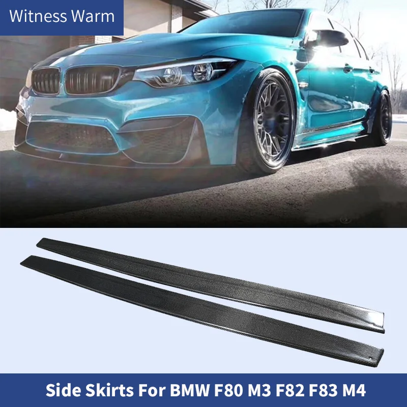 for M4 M3 Carbon Fiber Car Side Skirt Apron for Bmw F80 M3 F82 M4 Sedan Coupe 2015 2016 2017