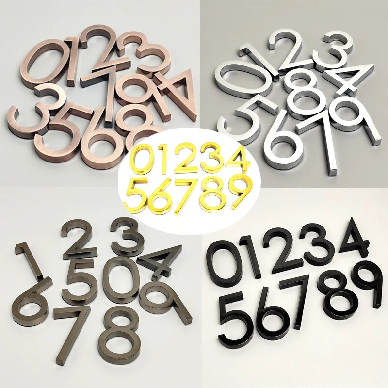 0123456789 Modern Plaque Door Number House Letter Hotel Door Address Digits Sticker Plate Sign ABS Plastic