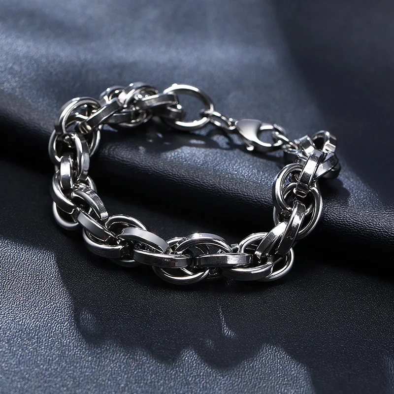 Men Twisted Rope Chain Bracelet ,Thick & Heavy Stainless Steel Cage Link Brazalets,Mens Chain Bracelet,Mens Jewelry