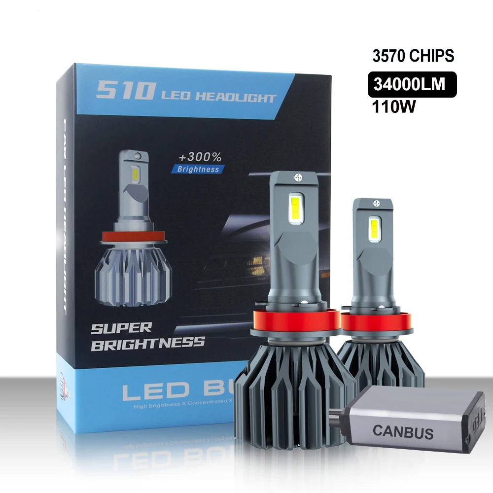 

2Pcs 110W 34000LM H4 H7 LED Car Headlight Canbus H1 H8 H9 H11 9005 HB3 9006 HB4 LED 6000K 12V Bulb Lamp Auto Headlamp