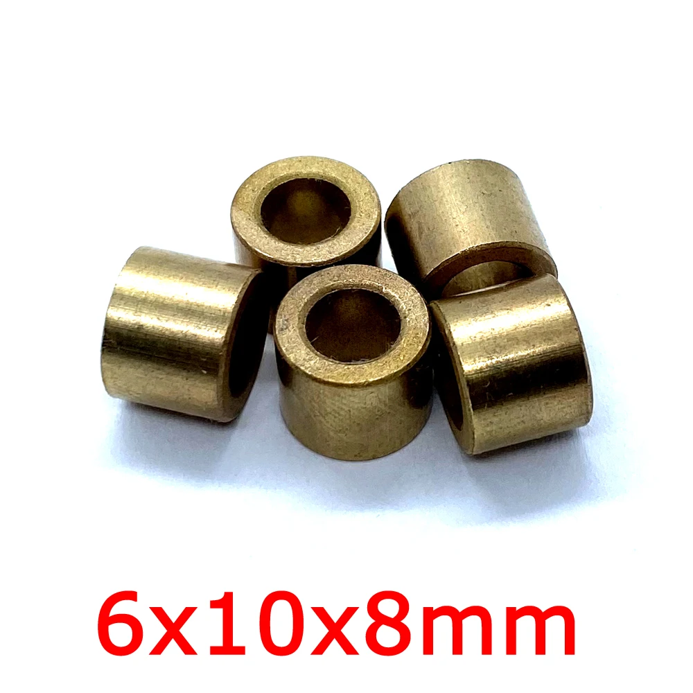 6x10x8mm oli SAE Sintered PM bantalan perunggu 6mm poros lengan kuningan Bushing paduan tembaga pelumas otomatis Semak polos