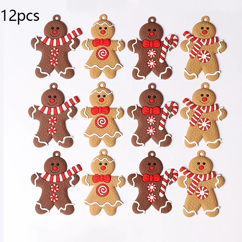 6/12Pcs Gingerbread Man ornamenti per alberi di natale ciondolo appeso natale carino divertente regalo per bambini Navidad Home capodanno Decor