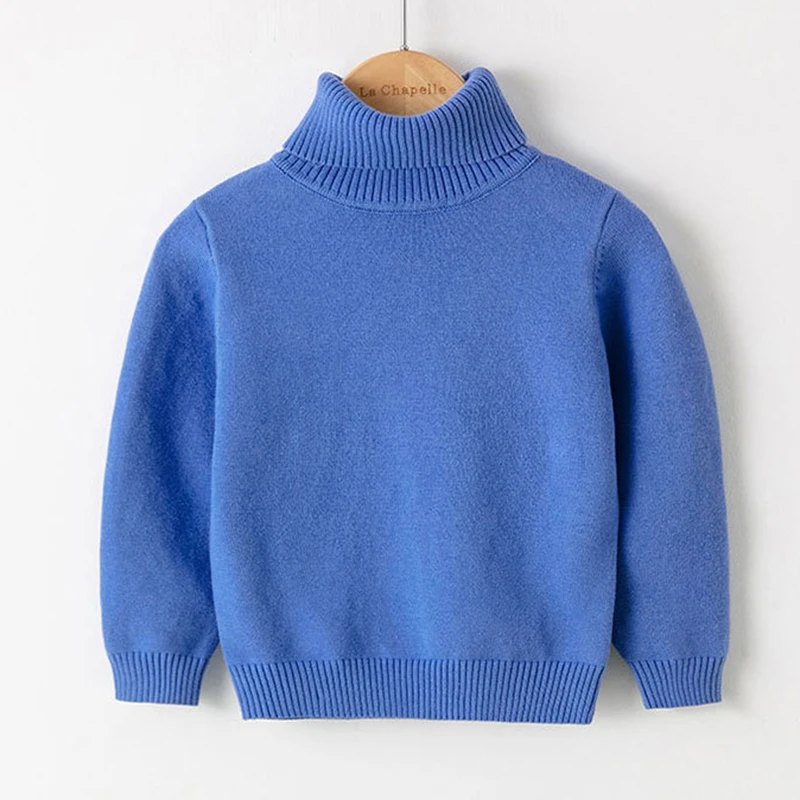Sweater For Fall/Winter New Style Pure Cotton Boys And Girls Candy Color White Bottoming Turtleneck Sweater