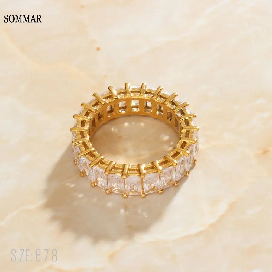 SOMMAR compras en línea india chapado en oro/acero inoxidable color tamaño 6 7 8 anillo de compromiso para niña moda urbana hiphop ópalo diy