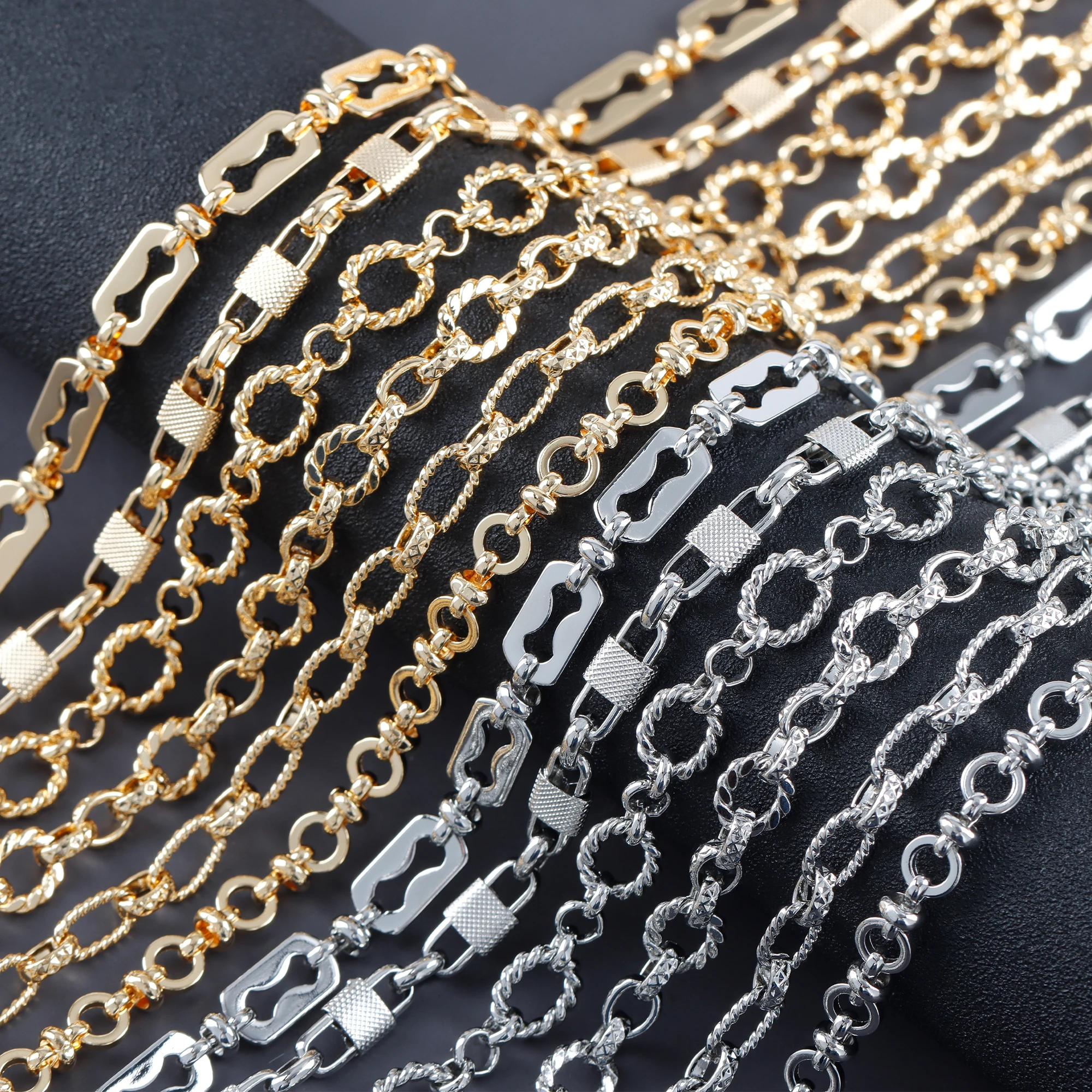 YEGUI C257,diy chain,18k gold plated,copper,rhodium plated,charms,jewelry finding,jewelry making,diy bracelet necklace,1m/lot