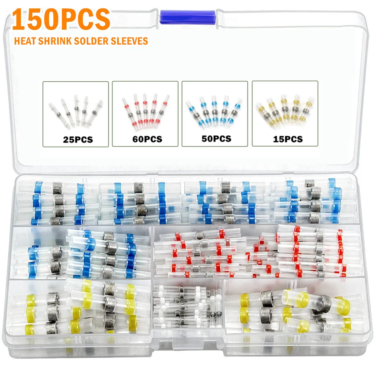 

50PCS Mixed Heat Insulated Waterproof Solder Sleeve Tube Shrink Soldering Sleeving Shrink Connector Terminals Kit