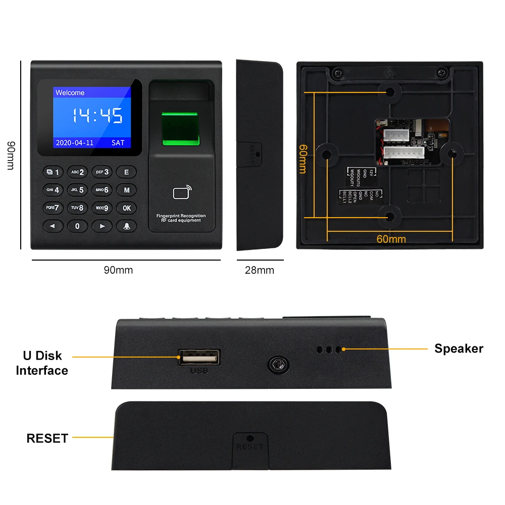 Door Access Control System Fingerprint Biometric RFID Access Control Keypad + Power Supply + Electric Magnetic Strike Lock +Keys