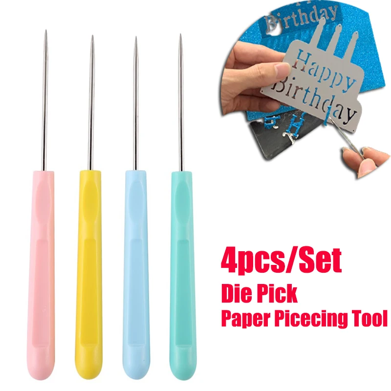 4Pcs/ Set Die Pick Paper Piercing Tool Picking Scraps Out of Dies Small Pieces of Paper From Die-Cuts Accessories Make Cards