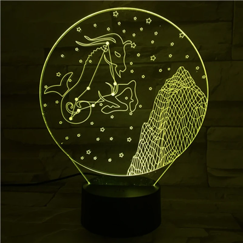 Capricornus Zodiac 3D Nachtlampje Led Tafellamp Voor Kinderen Slaapkamer Decoratie Accent Indoor Verlichting Props Home Decor Licht