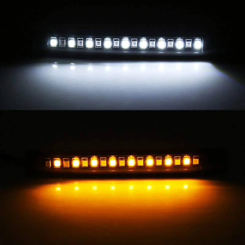 Universal Flexible 17 LED Motorcycle DRL Brake Light Turn Signal Light Strip Number License Plate Light Flashing Tail Stop Light
