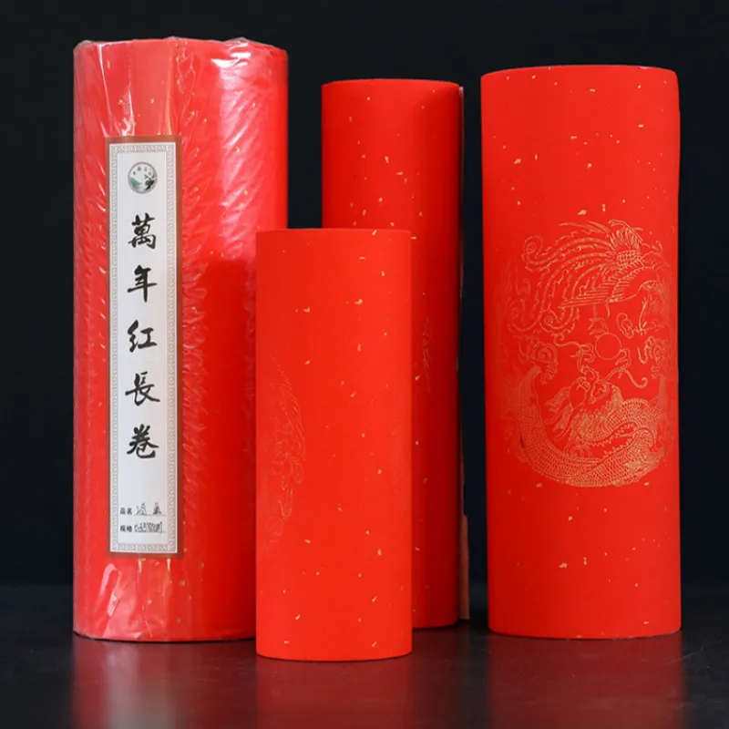 

Chinese Spring Festival Couplets Gold Foil Red Xuan Paper Non-fading Calligraphy Paper Half-Ripe Rice Paper Cutting Rijstpapier