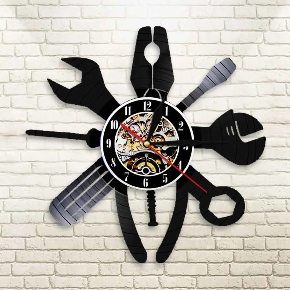 Auto Repair Wall Decorative Wall Clock Car Service Mechanic Garage Salon Vinyl Record Nobleflash Workshop Station Hanging Sign