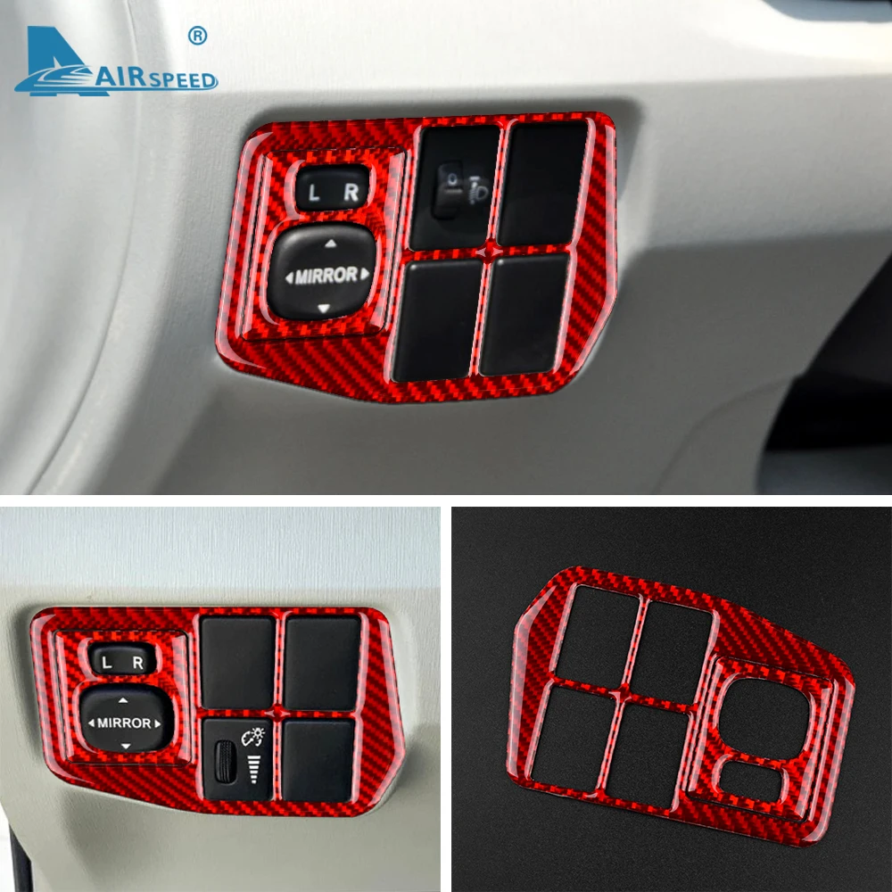 Real Soft Carbon Fiber for Toyota Prius 2010 2011 Accessories Interior Trim Car Headlight Side Mirror Switch Button Sticker image 4