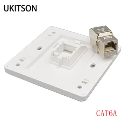 1 Socket CAT6A RJ45 Wall Panel CAT.6A 10GB Ethernet Plug LAN Interface 86x86mm In White For Office School Hotel Network