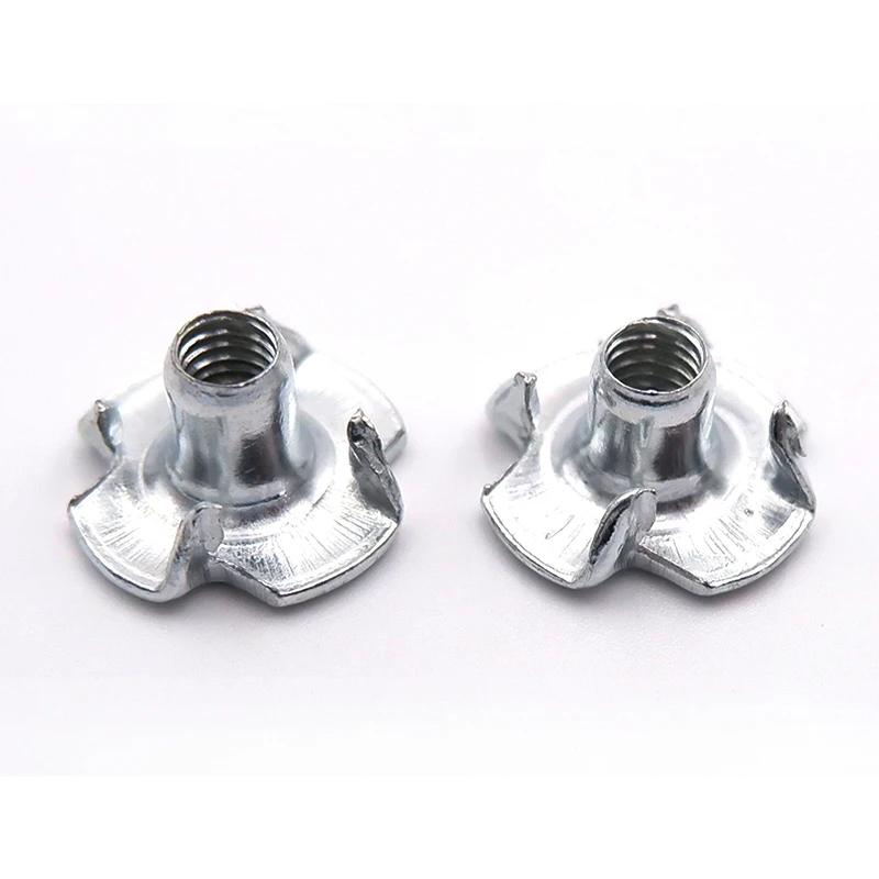 10/ 50pcs M3 M4 M5 M6 M8 M10 M12 Four Claws Nut T-nut Blind Pronged Insert T-Nut for Wood Furniture Hardware