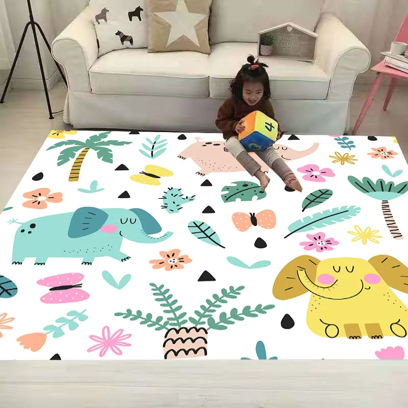 Unicorn Sun Shaggy Anti-selip Lantai Bermain Tikar 3D Karpet Non-slip Karpet Ruang Makan Lembut Anak Kamar Tidur Tikar Karpet