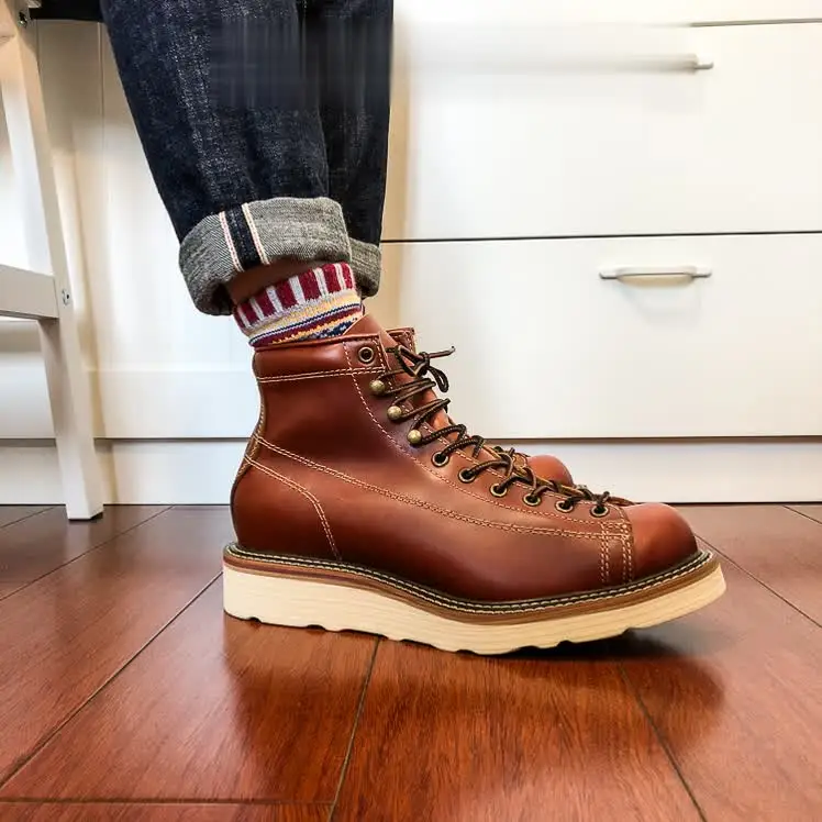 U6796 Red Tornado Super Quality Handmade Italian Cowhide Genuine Leather American Style Goodyear Welted Boots Size 35-49