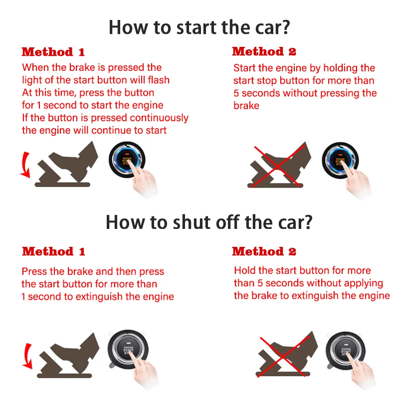 Universal Car Alarm Auto Start Stop System Remote Control Engine Ignition Autostart Kit Keyless Push Start System Car Accessorie