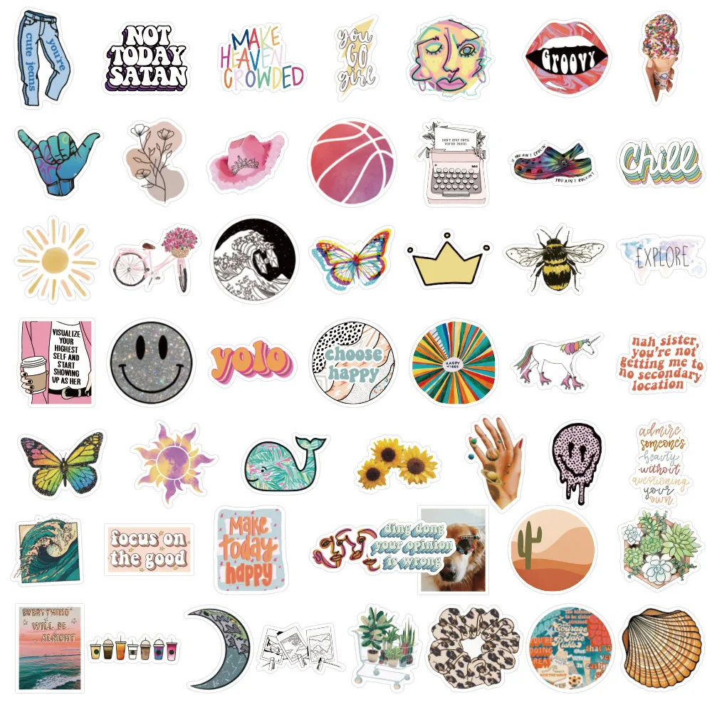 10/30/50PCS VSCO Cartoon Stickers for Girls Phone Case Laptop Luggage Graffiti Waterproof Cute Sticker Aesthetic Kid Toys Decal