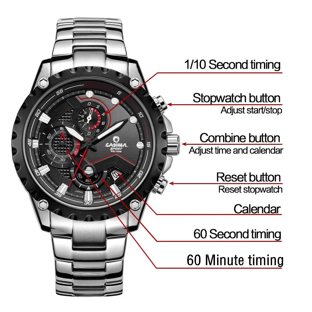 CASIMA Men Wrist Watch Sport Men Watches Fashion Quartz Watch Luminous Waterproof Watch Men Multifunction  # 8203