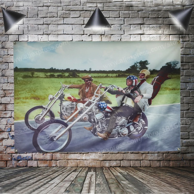 Easy Rider Colorful Motorcyclist Poster Flag Freedom Banner Home Decoration Hanging Flag 4 Gromments In Corners 3*5FT 90*150CM