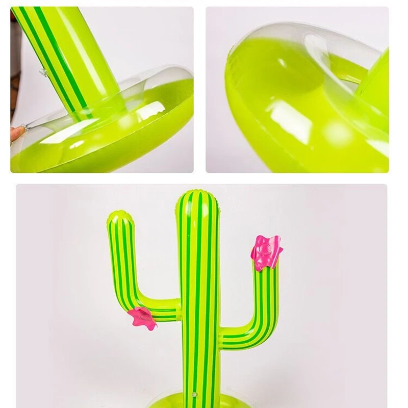 Juego de lanzamiento de anillo de Cactus inflable, accesorios de piscina al aire libre de verano, juguetes flotantes, suministros para fiestas en la playa, Bar