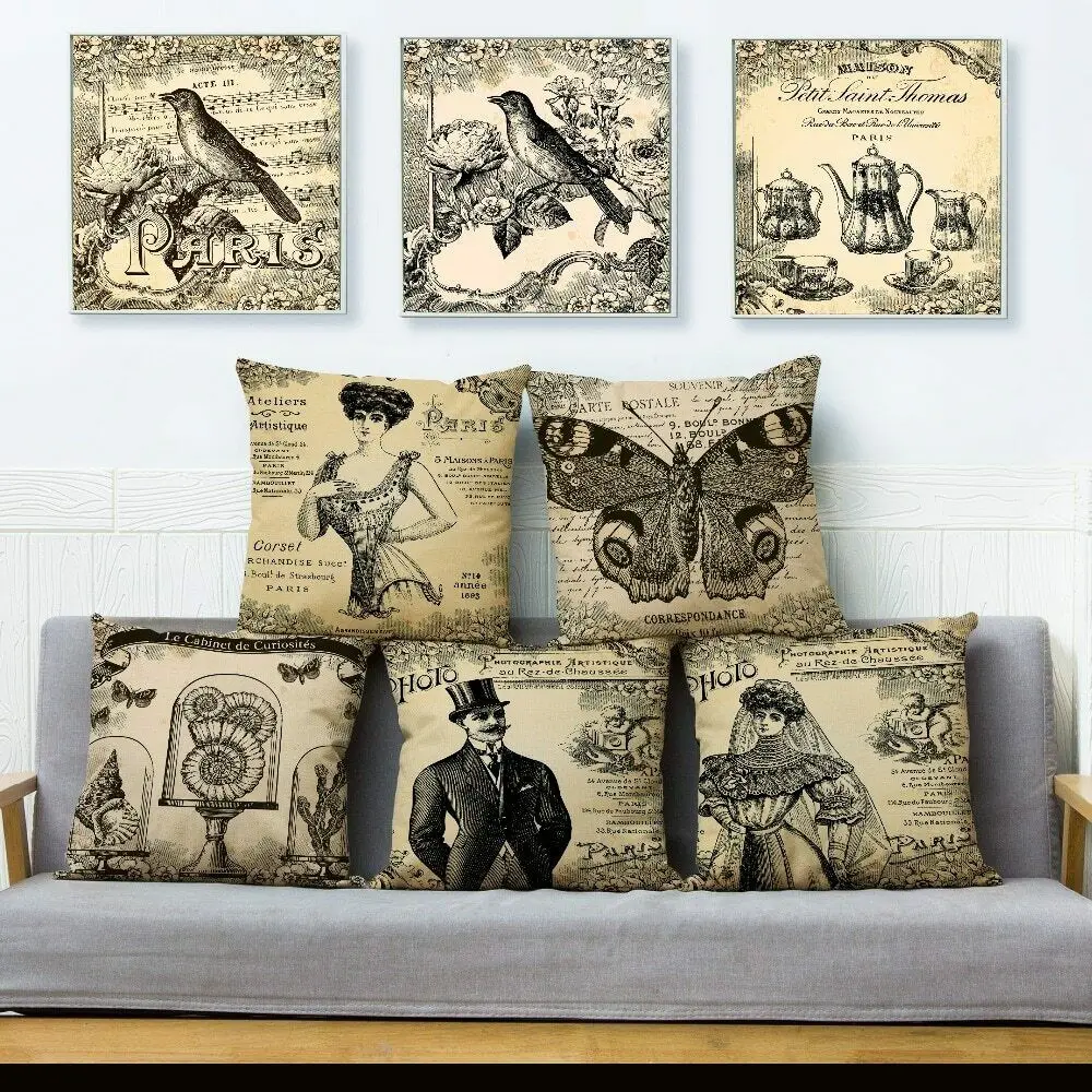 European Vintage Gothic Style Cushion Cover Flowers Print Throw Pillows Cases