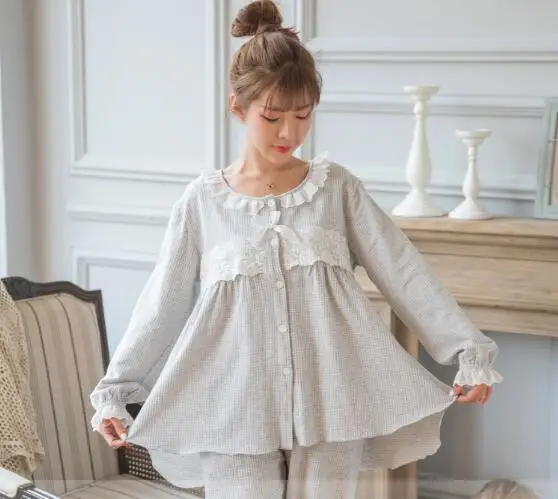 Spring Women Pajamas Set sweet Maternity Pijamas Flannel Mother Nursing Pajamas Pregnant Women Sleepwear Pregnancy Nightwear