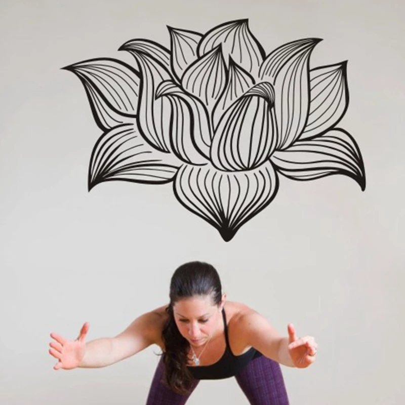 

Yoga Club Wall Sticker GLass Decal Lotus Posters Vinyl Home Decoration Decor Mural