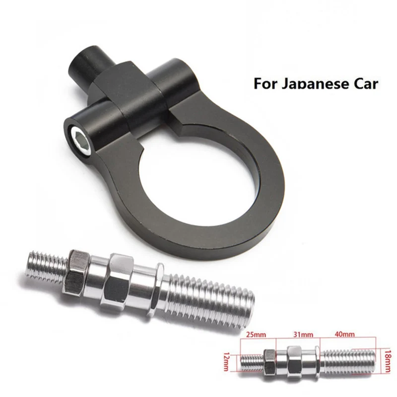 Jdm Billet Aluminum Folding Ring Screw Bumper Tow Hook No Cut Drill M18 x 2.5 Mount For Scion Mazda Honda Infiniti Nissan Toyota