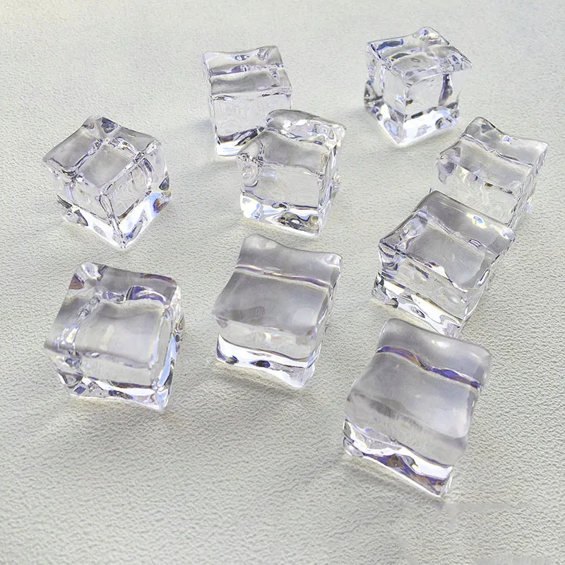 DIY Jewelry Findings 50pcs 20mm White Clear Cube Square Plastic Jewelry Acrylic Beads Ornament Accessory Fashion Earring Decor