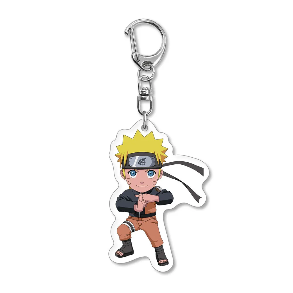 Anime Naruto Keychain Acrylic Uzumaki Kakashi Pendant Uchiha Sasuke Ltachi Figures Keyring Action Accessories Kids Toys Gifts