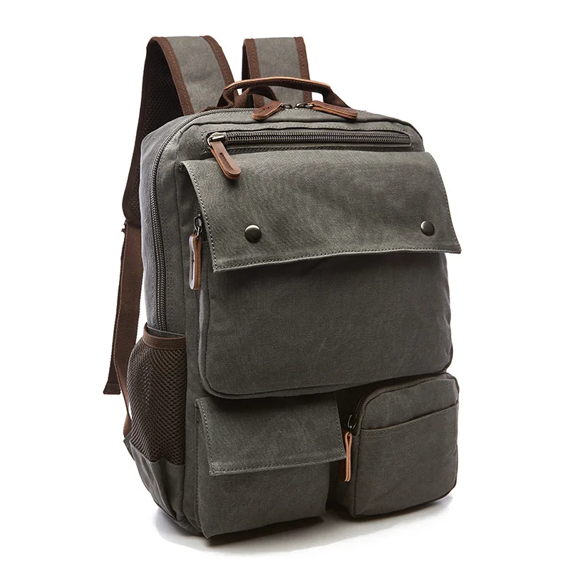 12OZ Canvas Backpack Male Female solid color Laptop bag 15.6inch Superior grade Vintage outdoor design Durable Trendy Strong