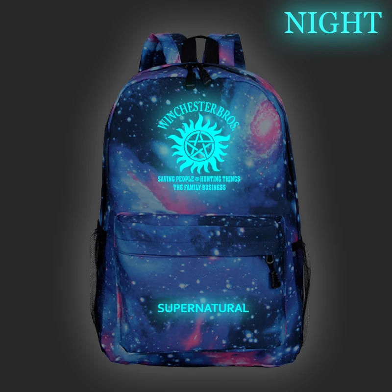 Hot Supernatural Luminous Backpack Winchester Bros Sam Dean Boys Girls School Rucksack Men Women Teens Travel Bag