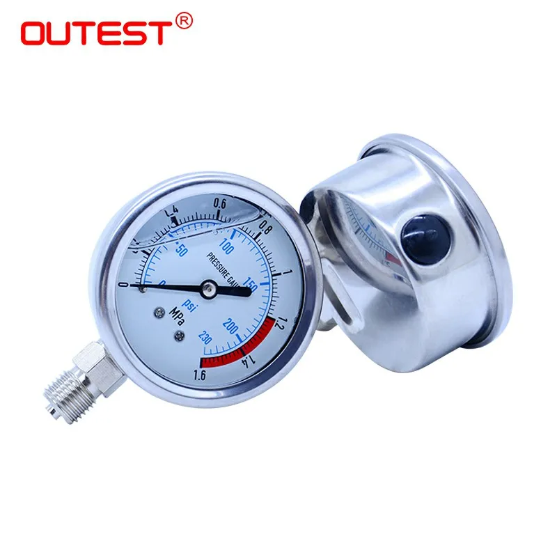 OUTEST Air Compressor Pneumatic Hydraulic radial stainless steel manometer pressure gauge Air oil water Hydraulic Pressure gauge