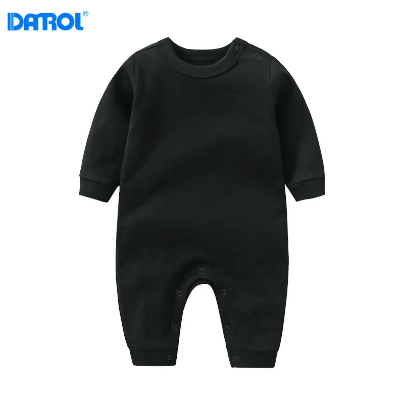 Long Sleeved Cotton Solid Baby Clothes Girls Boys 0-2 Years One-piece Long Pants Romper Baby Romper Winter