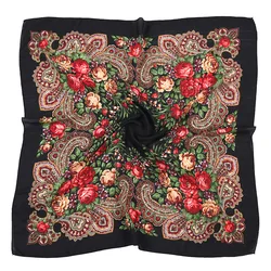 Russian Retro Floral Scarf Ethnic Style Small Square Head Scarves Handkerchief Ladies Headband Scarf Bandana Hair Wraps