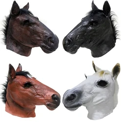 Latex Full Head Animal Popular Cosplay Brown Horse Fancy Dress Up Carnival Mask