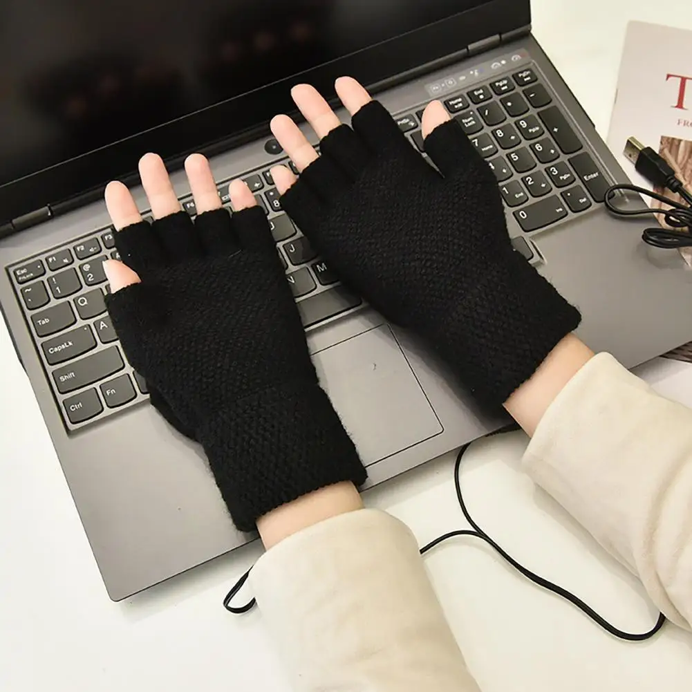 Electric Heated Gloves Elastic Hand Warmer Gloves USB 5V Winter Heated Warm Laptop Typing Mitten