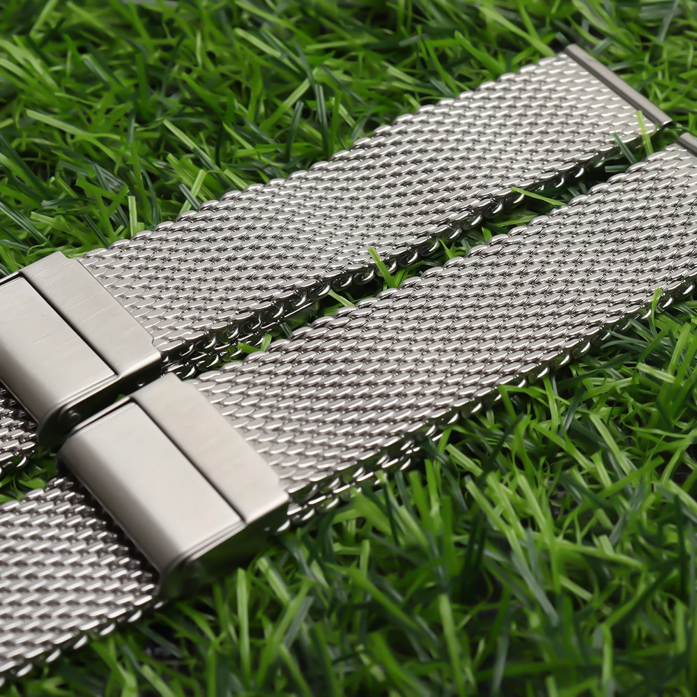 Watch Accessories Folding Clasp 20 22mm Milanese Stainless Steel Mesh Watch band Best For iwc omega breitling Series Strap