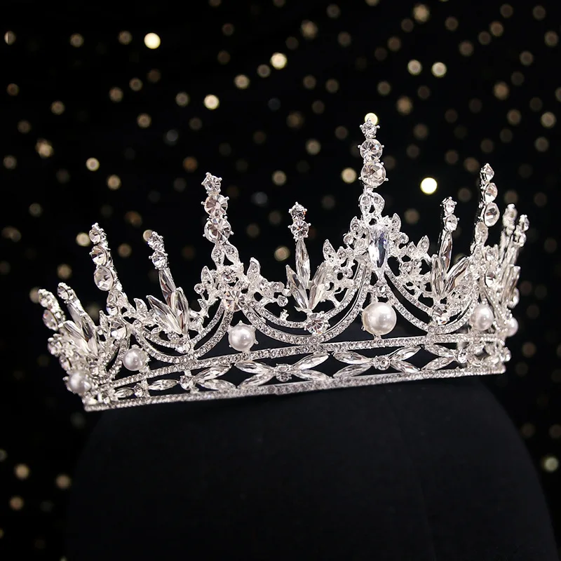 Bride Alloy Rhinestone Crown Headdress New Baroque Crown Wedding Dress Accessories Jewelry Birthday Hair Accessories