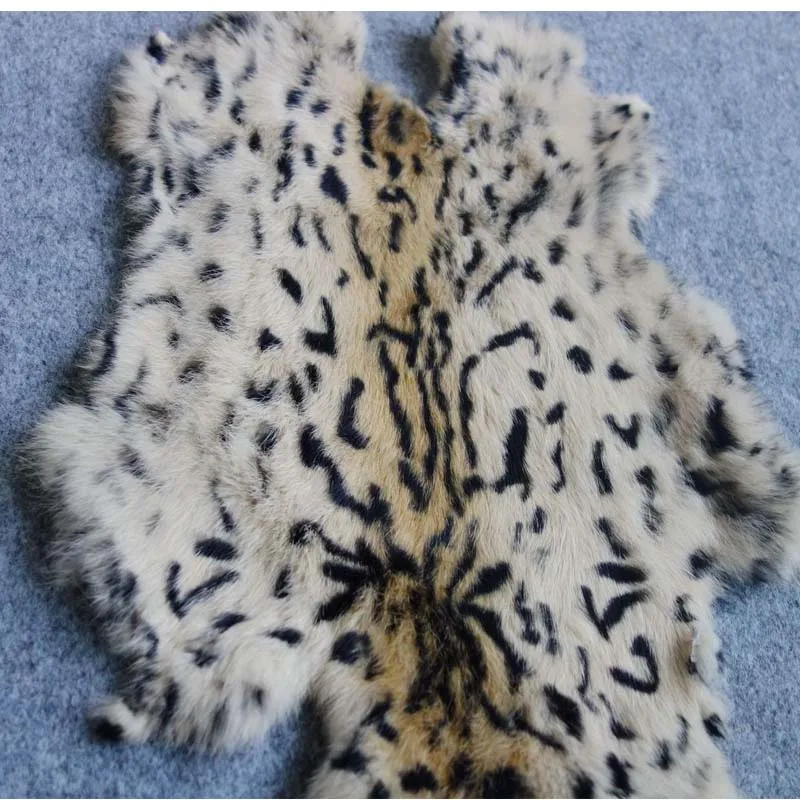1 قطعة الطبيعة ريال الأرنب الفراء ليوبارد طباعة بيع بواسطة قطعة كاملة منفوش الأرنب الفراء والجلود ديكور للمنزل سهل التركيب الملابس اكسسوارات #2